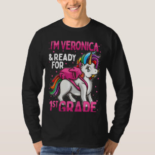 Kinder 1. Klasse Einhorn Ich bin Veronica und bere T-Shirt