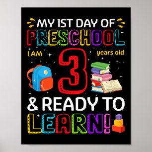 Kinder 1. Tag der Vorschule Ich bin 3 Jahre alt un Poster