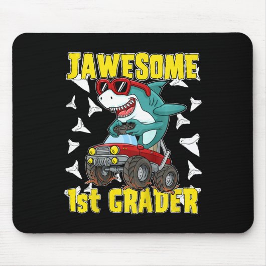 Kinder 1er Klasse Monster Truck Dinosaur Megalodon Mousepad (Vorne)