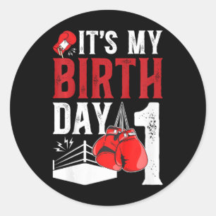 Kinder 1st Geburtstag Boxboxer Junge 1 Jahr alter Runder Aufkleber