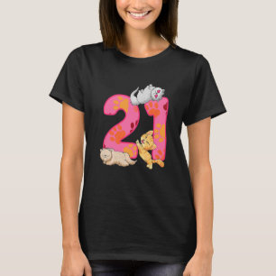 Kinder 21. Geburtstag Kätzchen Ballon Katzenpfau T T-Shirt