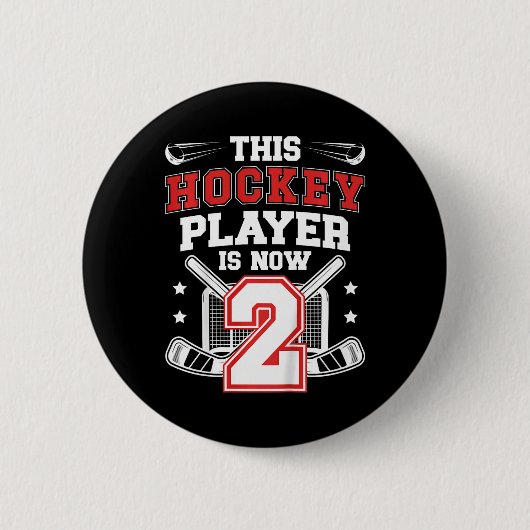 Kinder 2. Eishockey-Geburtstag Zweijähriger Eishoc Button (Vorderseite)