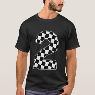 Kinder 2. Geburtstag Checkered Number 2 Car Race F T-Shirt