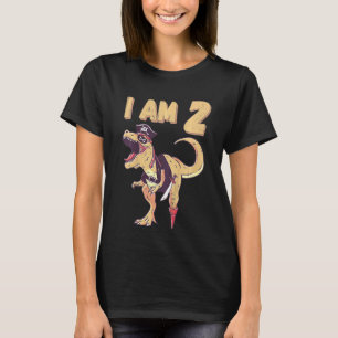 Kinder 2. Geburtstag Dino 2 Jahre Pirate Tyrannosa T-Shirt