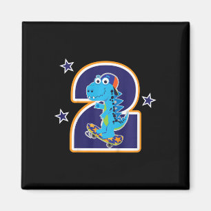 Kinder 2. Geburtstag Lustiger Dinosaurier Skateboa Magnet