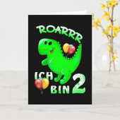 Kinder 2 Geburtstage Dinosaurier Karte (Gelbe Blume)