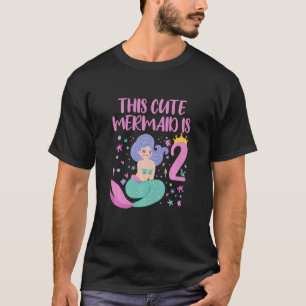 Kinder 2 Jahre alt Mädchen Meerjungfrau 2. Geburts T-Shirt