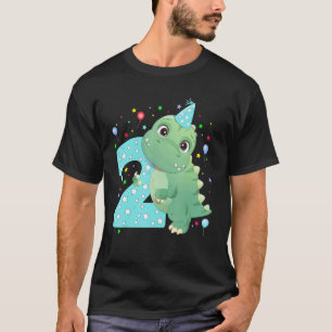 Kinder 2 Jahre alt Niedlicher Dinosaurier Geburtst T-Shirt