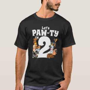Kinder 2 Jahre alter Welpenhund Geburtstag Pawty H T-Shirt
