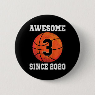 Kinder 3 Geburtstag Basketball Lover 3 Jahre alter Button