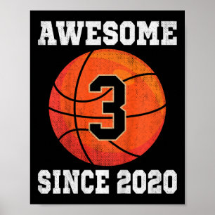 Kinder 3. Geburtstag Basketballliebhaber 3 Jahre a Poster