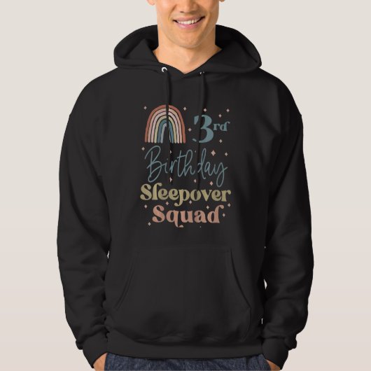 Kinder 3. Geburtstag Boho Rainbow Sleepover Squad Hoodie (Vorderseite)