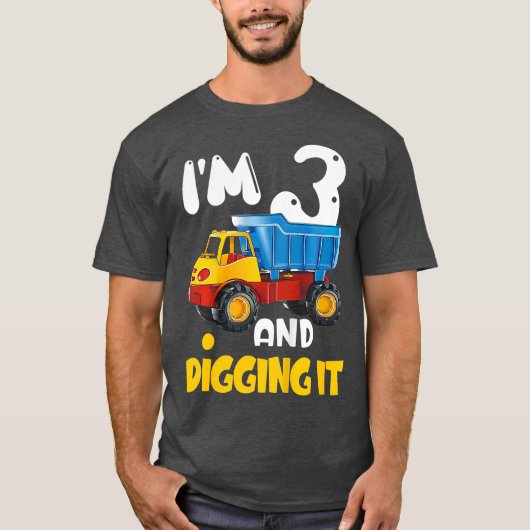Kinder 3. Geburtstag derzeitiger Bauwagen 3 T-Shirt (Vorderseite)