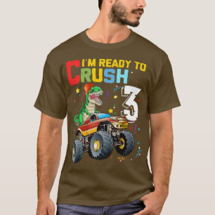 Kinder 3. Geburtstag Junge Monster Truck Dinosauri T-Shirt