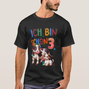 Kinder 3. Geburtstag Jungen Kuh Geburtstagsfeier 3 T-Shirt