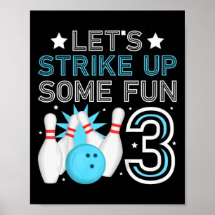 Kinder 3. Geburtstag Party Bowling Junge 3 Jahre a Poster