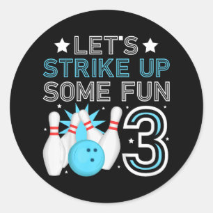 Kinder 3. Geburtstag Party Bowling Junge 3 Jahre a Runder Aufkleber
