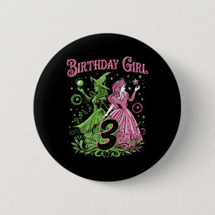 Kinder 3. Geburtstag Rosa und Grün 3 Jahre alt Button