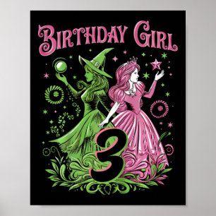 Kinder 3. Geburtstag Rosa und Grün 3 Jahre alt Poster