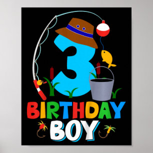 Kinder 3. Geburtstags-Shirt Junge Angeln Fisch Geb Poster