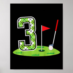 Kinder 3. Geburtstagsfeier Golf Junge Drei Jahre A Poster