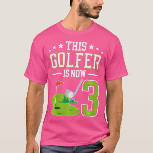 Kinder 3. Geburtstagsfeier Golf Junge Drei Jahre A T-Shirt