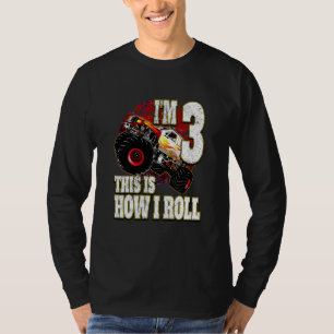 Kinder 3 Jahre alt Geburtstag Lieben Monster Truck T-Shirt