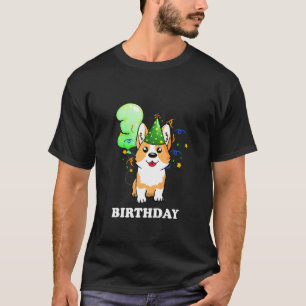 Kinder 3 Jahre alt Kind 3. Geburtstag Corgi Welpen T-Shirt