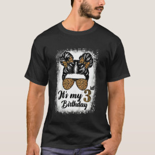 Kinder 3 Jahre alt Messy Bun Girl Leopard Es ist m T-Shirt