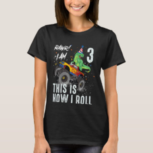 Kinder 3 Jahre alt Rex Dinosaurier Monster Truck 3 T-Shirt
