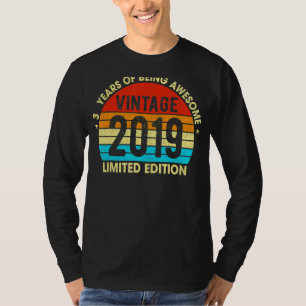 Kinder 3 Jahre alt Vintag 2019 3. Geburtstag T-Shirt