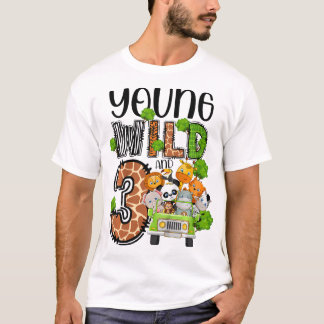 Kinder 3Rd Geburtstag Kleinkind Junge Wilde drei 3 T-Shirt