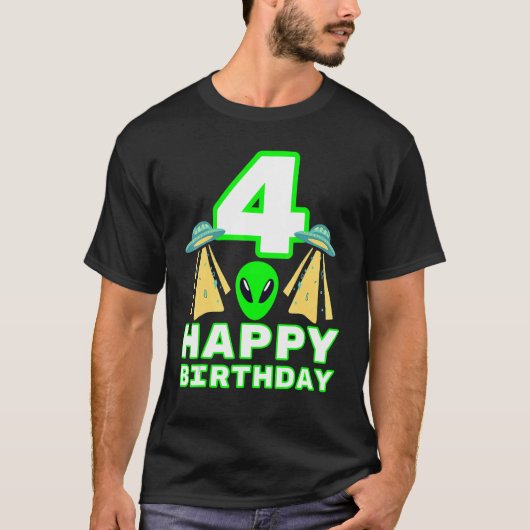 Kinder 4 Alien 4 Jahre alt Junge oder Mädchen Ufo T-Shirt (Vorderseite)