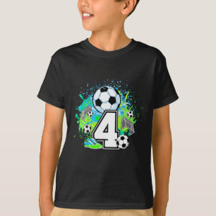 Kinder 4. Fußball-Geburtstagsfeier 4 Jahre alter F T-Shirt