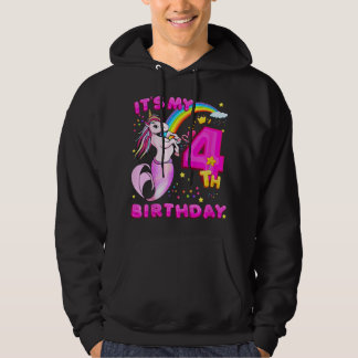 Kinder 4. Geburtstag Einhorn Mermicorn Meerjungfra Hoodie