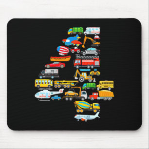 Kinder 4. Geburtstag für Jungen Fahrzeuge Feuerweh Mousepad