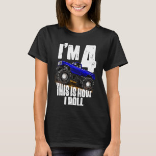 Kinder 4 Geburtstag Junge Monster Truck Regel Jam  T-Shirt