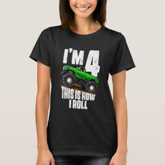 Kinder 4 Geburtstag Junge Monster Truck Regel Jam T-Shirt