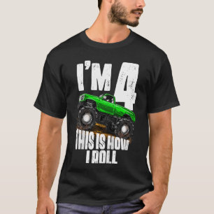 Kinder 4 Geburtstag Junge Monster Truck Regel Jam  T-Shirt