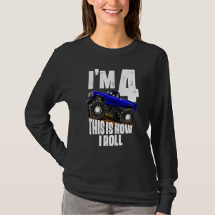 Kinder 4 Geburtstag Junge Monster Truck Regel Jam  T-Shirt