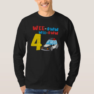 Kinder 4. Geburtstag Junge Polizeibeamte Auto T-Shirt