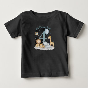 Kinder 4. Geburtstag Junge Süßes Safari-Tier-Desig Baby T-shirt