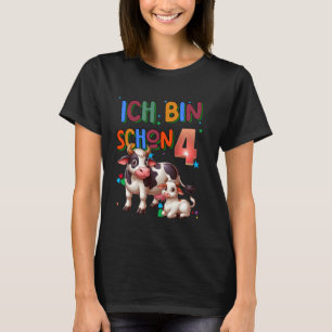 Kinder 4. Geburtstag Jungen Kuh Geburtstagsfeier 4 T-Shirt