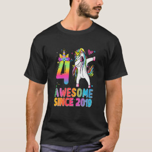 Kinder 4. Geburtstag Mädchen Teens Dabbing Unicorn T-Shirt