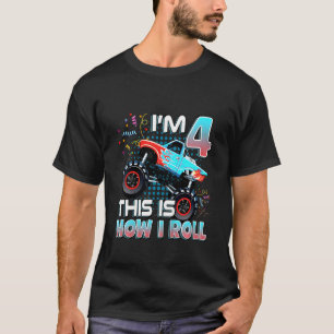 Kinder 4. Geburtstag Monster Truck Geburtstag Jung T-Shirt