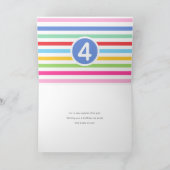 Kinder 4. Geburtstag Niedlich Rainbow Foto Hearts Karte (Innenseite)