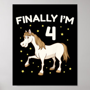 Kinder 4. Geburtstag Party Reiten Reiten Reiten Ri Poster