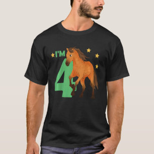 Kinder 4. Geburtstag Pferd Vier Jahre Alt Fe T-Shirt