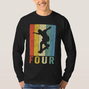 Kinder 4. Geburtstag Retro Skateboard Skater Jungs T-Shirt