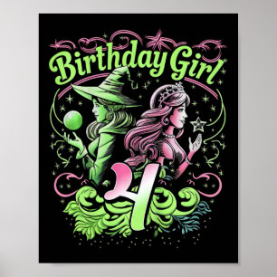 Kinder 4. Geburtstag Rosa und Grün 4 Jahre alt Poster